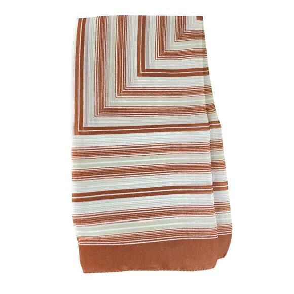 Vintage Italian Chevron Scarf RN13962 | Mod Rust Stripe Square 28” L. Vester Era - Picture 2 of 8